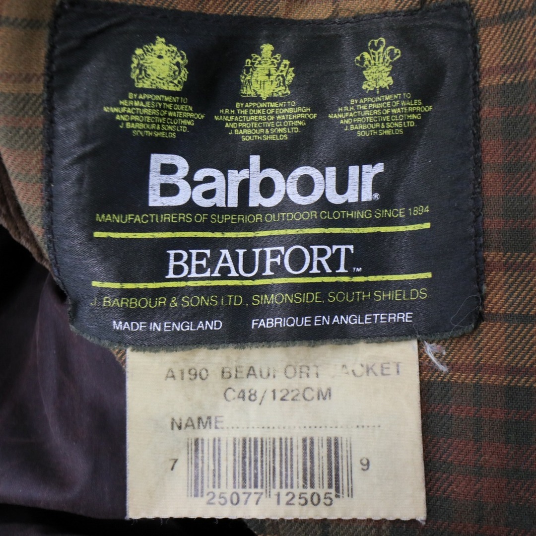 Barbour(バーブァー)の90年代 Barbour バブアー BEAUFORT オイルドジャケット 防水 チンストラップ 3ワラント ブラウン (メンズ C48-122CM) 中古 古着 O5497 メンズのジャケット/アウター(その他)の商品写真