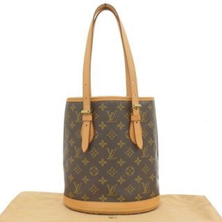 ルイヴィトン(LOUIS VUITTON)の【本物保証】 布袋付 超美品 ルイヴィトン LOUIS VUITTON モノグラム プチ バケットPM バケツPM ショルダーバッグ トートバッグ M42238(トートバッグ)