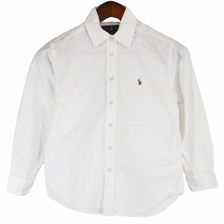 RALPH LAUREN ラルフローレン 長袖シャツ 刺繍 ポニーロゴ ホワイト (ユース 10) O6522 中古 古着(その他)
