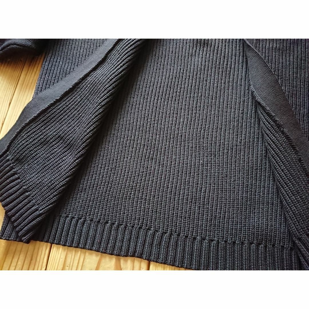 MUJI (無印良品)(ムジルシリョウヒン)の無印良品 中空糸で編んだ畔編みワイドカーディガン M-L 欧米サイズXS-S 黒 レディースのトップス(カーディガン)の商品写真