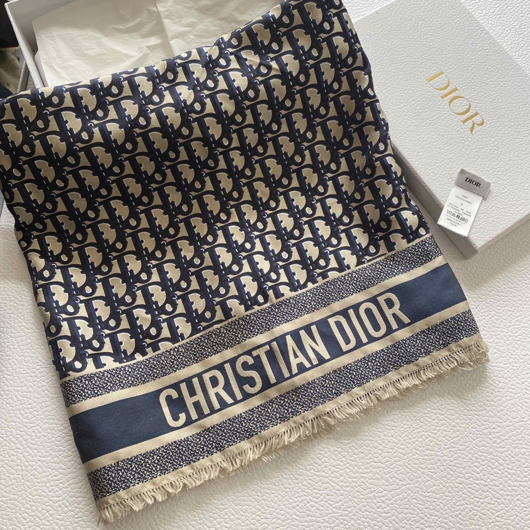 Christian Dior(クリスチャンディオール)のクリスチャンディオール  オブリーク　シルクツイル　フリンジスカーフ レディースのファッション小物(バンダナ/スカーフ)の商品写真