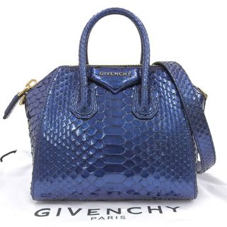 ジバンシィ(GIVENCHY)の【本物保証】 布袋付 超美品 ジバンシー GIVENCHY アンティゴナ ミニ 2WAYバッグ ハンドバッグ ショルダー メタリックブルー 希少 レア(ショルダーバッグ)