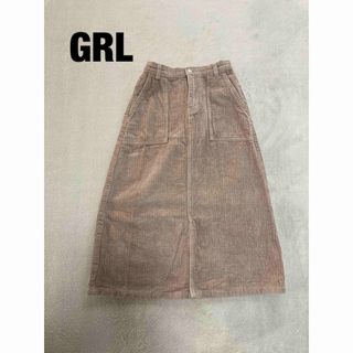 グレイル(GRL)のGRL コーデュロイフロントスリットロングスカート　S(ロングスカート)