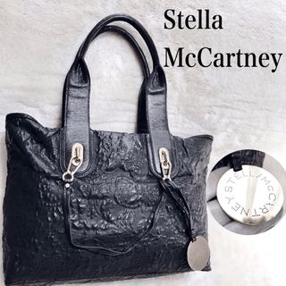 ステラマッカートニー(Stella McCartney)の美品 STELLA McCARTNEY 大容量 黒 エンボスレザー トートバッグ(トートバッグ)