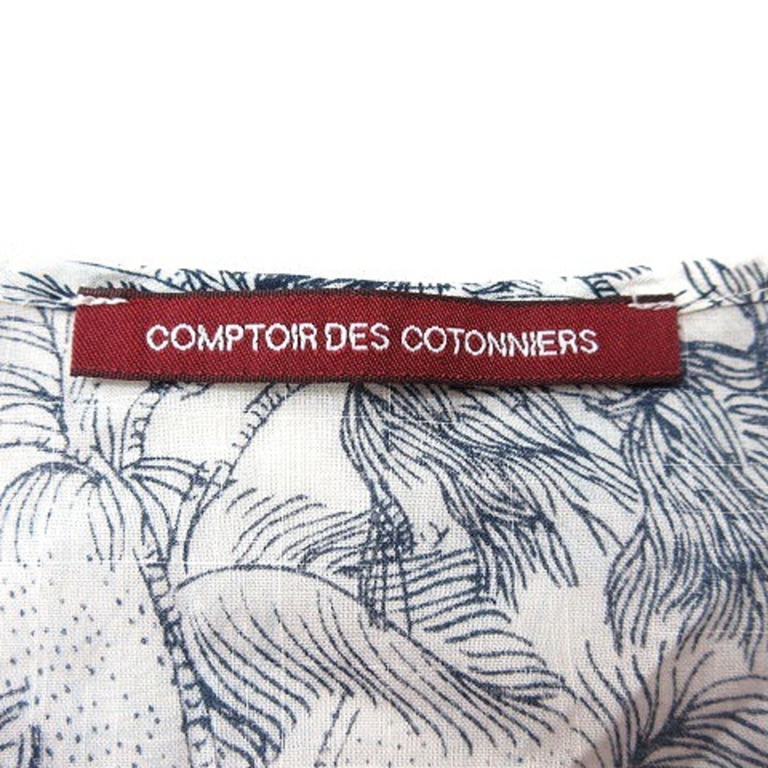 Comptoir des cotonniers(コントワーデコトニエ)のコントワーデコトニエ ブラウス 総柄 刺繍 半袖 11 白 アイボリー 紺 レディースのトップス(シャツ/ブラウス(半袖/袖なし))の商品写真