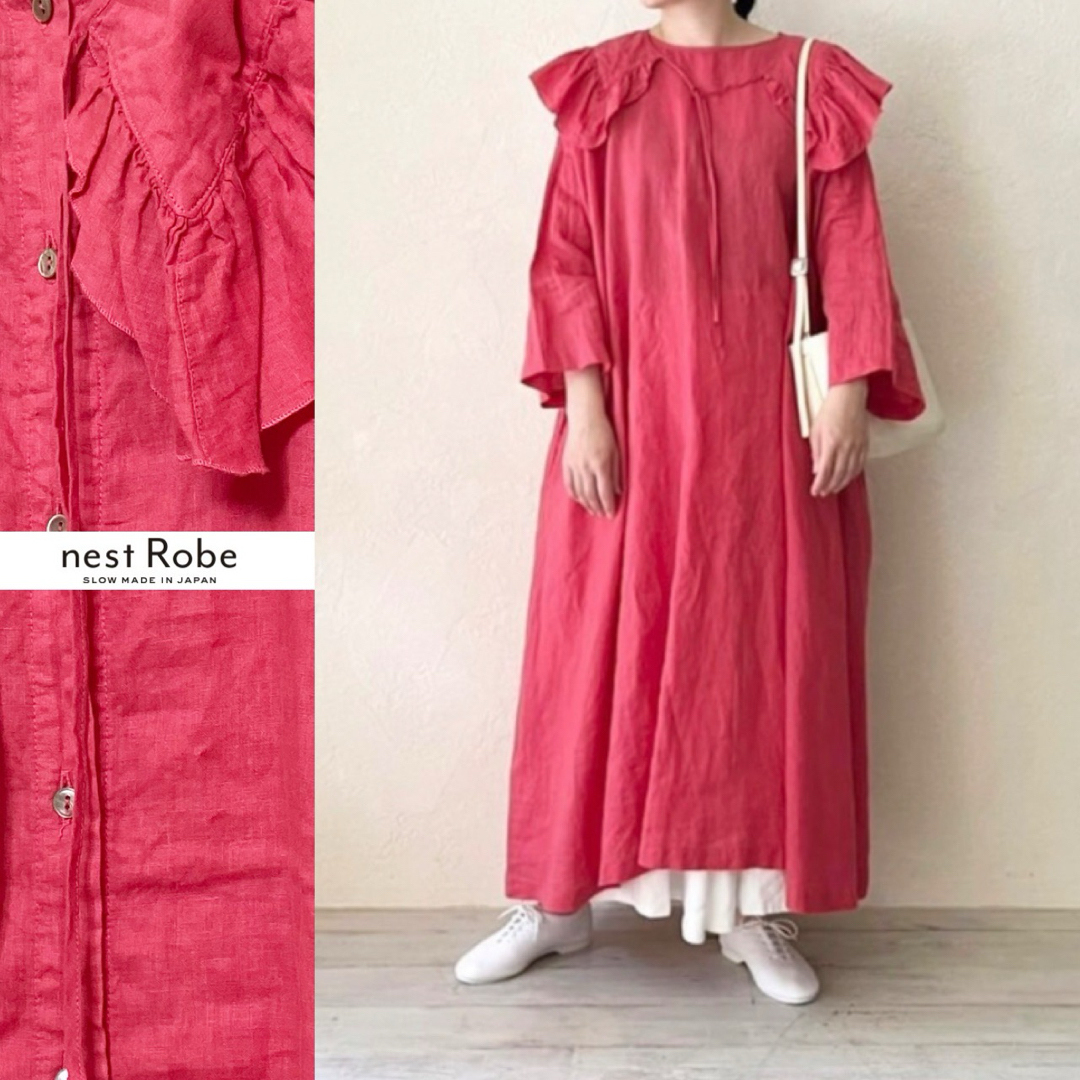 nest Robe(ネストローブ)のnest Robe  リネン 2way付け襟ワンピース レディースのワンピース(ロングワンピース/マキシワンピース)の商品写真