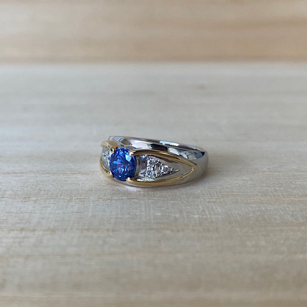 Pt900/K18 サファイア 1.23ct ダイヤ 0.07ct リング 鑑別 レディースのアクセサリー(リング(指輪))の商品写真