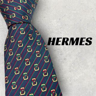 エルメス(Hermes)の【5936】美品！エルメス　ネクタイ　ネイビー系(ネクタイ)