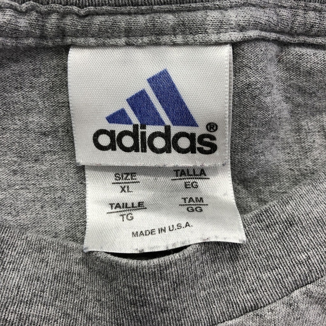 adidas(アディダス)の2000年代～ adidas アディダス ロゴ 長袖Ｔシャツ 丸首 プリント スポーツ グレー (メンズ XL) O7214 中古 古着 メンズのトップス(Tシャツ/カットソー(七分/長袖))の商品写真