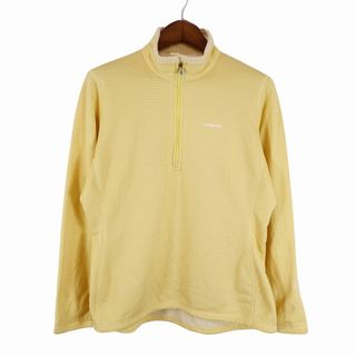 パタゴニア(patagonia)のpatagonia パタゴニア POLARTEC ポーラテック ハーフジップ長袖Ｔシャツ 刺 アウトドア イエロー (レディース XL) O7228 中古 古着(Tシャツ(長袖/七分))