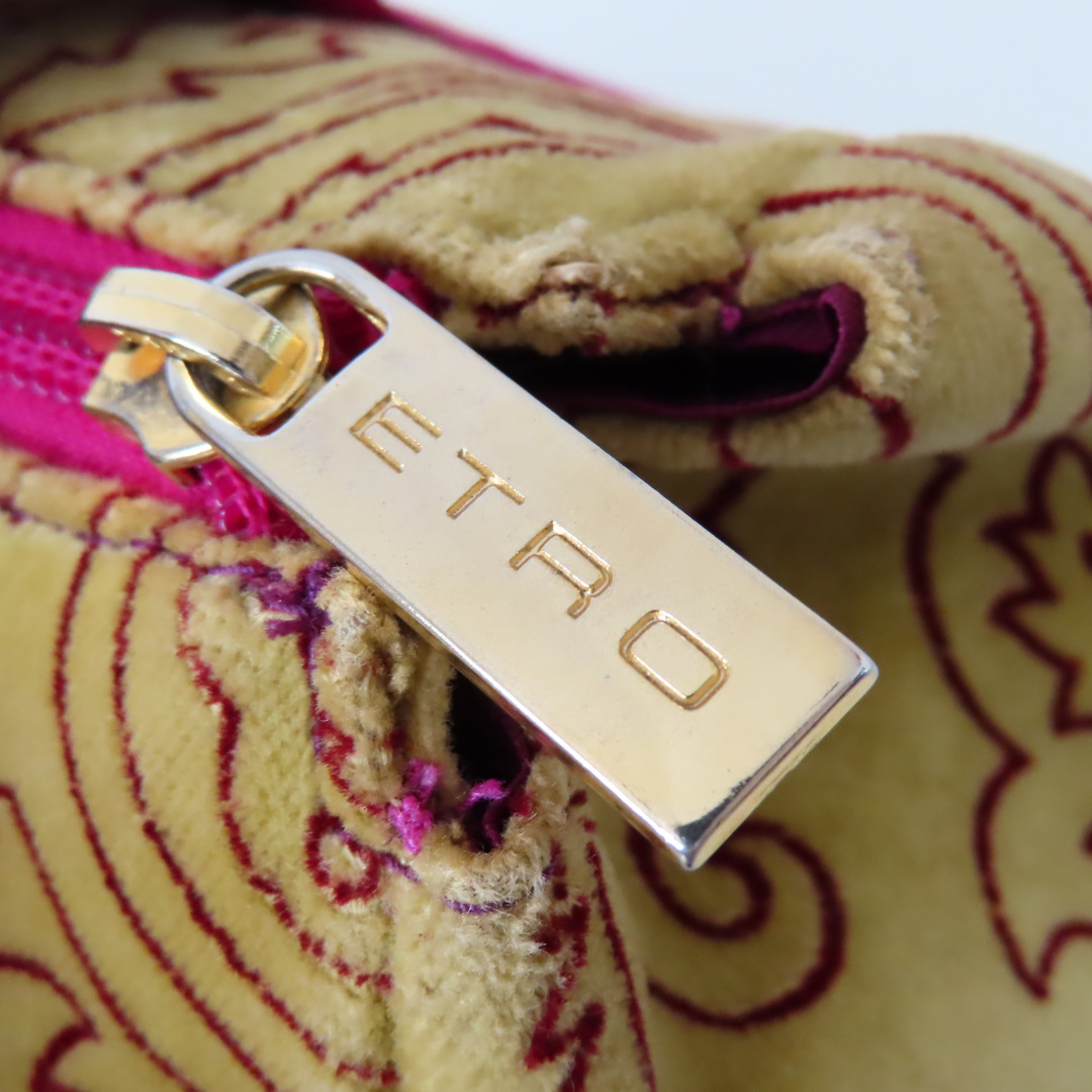 ETRO(エトロ)のS03 ETRO エトロ ペイズリー柄 ベロア ハンドバッグ ベージュ/パープル レディースのバッグ(ハンドバッグ)の商品写真