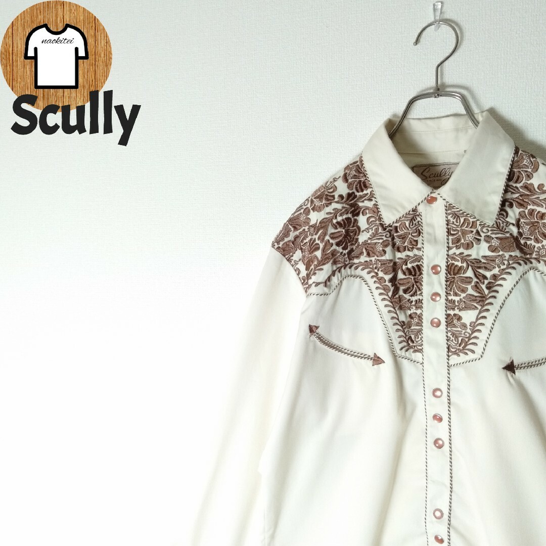 【Scully ウエスタンシャツ M 刺繍デザイン スナップボタン A674 メンズのトップス(シャツ)の商品写真