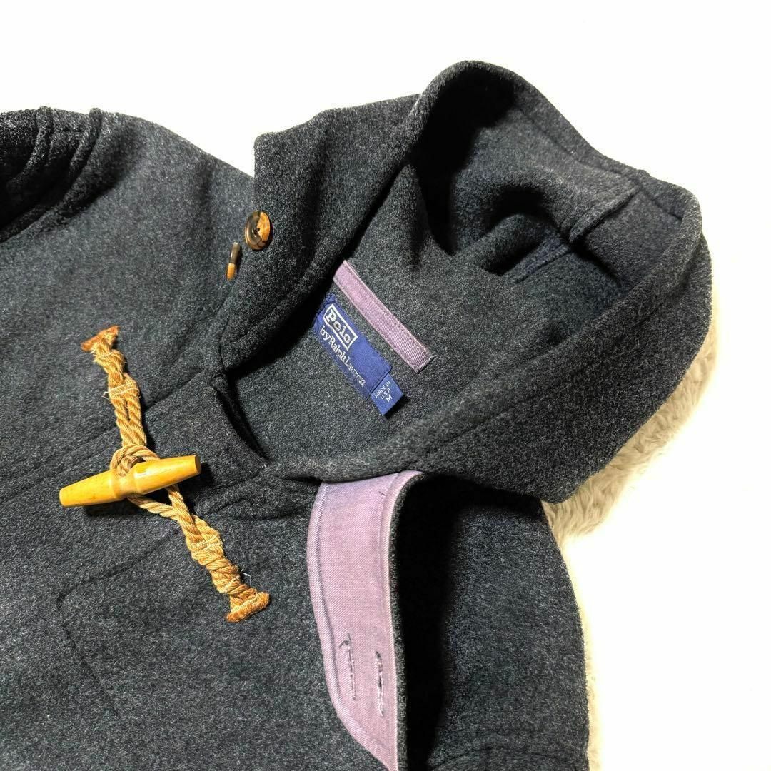 POLO RALPH LAUREN(ポロラルフローレン)の希少 80s USA製 ポロバイラルフローレン ダッフルコート ダークグレー M メンズのジャケット/アウター(ダッフルコート)の商品写真