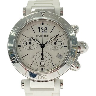 カルティエ(Cartier)の☆☆Cartier カルティエ パシャ シータイマー クロノグラフ W3140005 ホワイト クォーツ メンズ 腕時計(腕時計(アナログ))