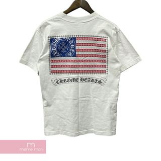 クロムハーツ(Chrome Hearts)のCHROME HEARTS Old American Flag Tee クロムハーツ オールドアメリカンフラッグTシャツ 半袖カットソー 胸ポケット 星条旗 プリント ホワイト サイズM 【240304】【中古-C】【me04】(Tシャツ/カットソー(半袖/袖なし))