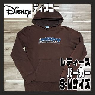 ディズニー(Disney)のディズニー ミッキーマウス レディースパーカー ブラウン Mサイズ 希少 古着(パーカー)