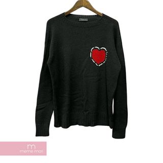 プラダ(PRADA)のPRADA Heart Logo Sweater UMA107 S132 1U6K プラダ ハートロゴセーター ニット ロゴ ブラック サイズ48 【240304】【中古-B】【me04】(カーディガン)