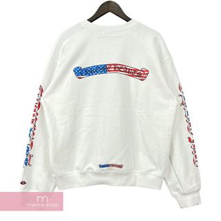 クロムハーツ(Chrome Hearts)の【BIG PRICE OFF】CHROME HEARTS 2021AW PPO US SCRL SWTSHRT クロムハーツ USスクロールスウェットシャツ クルーネック トレーナー ロゴプリント アメリカ 星条旗 チョンパー Matty Boyボディ ホワイト サイズL【240306】【新古品】【me04】(スウェット)