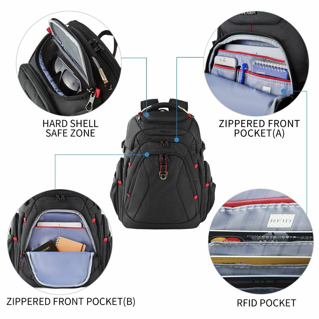 KROSER リュック17.3インチpcバッグ 旅行バックパック 登山バックパッその他