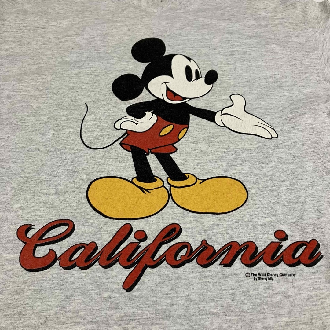 Disney(ディズニー)のUSA製 90s ミッキーマウス 両面プリント ロングTシャツ Lサイズ グレー メンズのトップス(Tシャツ/カットソー(七分/長袖))の商品写真