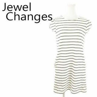 ジュエルチェンジズ(Jewel Changes)のジュエルチェンジズ ボーダー柄半袖ミニワンピース 白 230731AO18A(ミニワンピース)