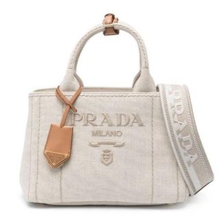 プラダ(PRADA)の新品未使用！送料込み★PRADA★ロゴ刺繍キャンバスハンドバッグ(ハンドバッグ)