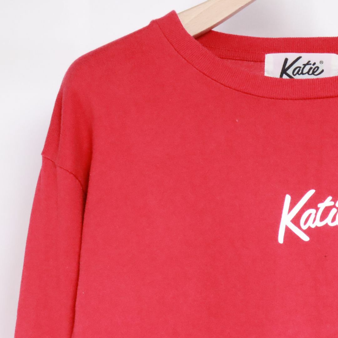 Katie(ケイティー)のKatie ケイティー　長袖カットソー　赤　フリー レディースのトップス(カットソー(長袖/七分))の商品写真
