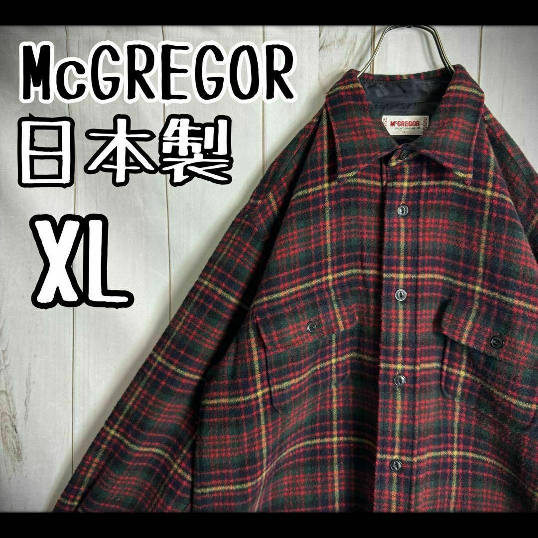 McGREGOR(マックレガー)の【希少デザイン】　マックレガー　ウールシャツ　オーバーチェック柄　日本製　XL メンズのトップス(Tシャツ/カットソー(七分/長袖))の商品写真