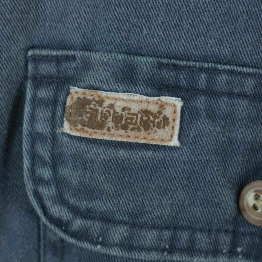 carhartt(カーハート)の【希少】カーハート 90s シャツ 裏地チェック柄 三角タグ ブルー 長袖 メンズのトップス(シャツ)の商品写真