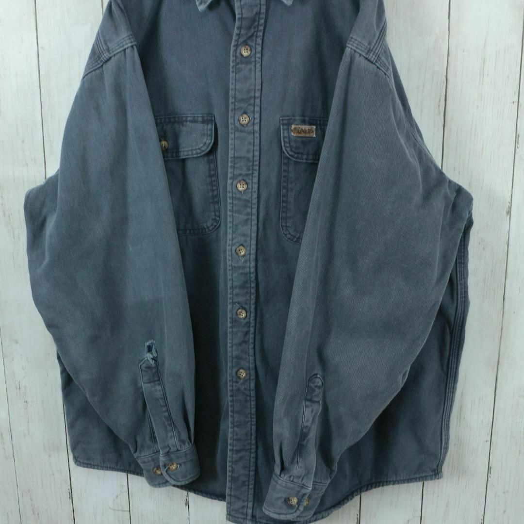 carhartt(カーハート)の【希少】カーハート 90s シャツ 裏地チェック柄 三角タグ ブルー 長袖 メンズのトップス(シャツ)の商品写真