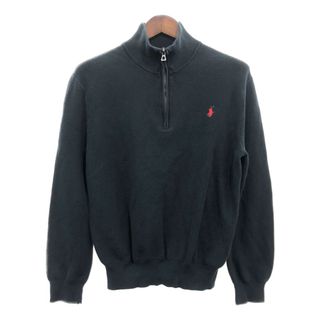 ポロラルフローレン(POLO RALPH LAUREN)のPolo by Ralph Lauren ポロ ラルフローレン ハーフジップ コットンニット セーター トップス ブラック (メンズ L) 中古 古着 P8016(ニット/セーター)