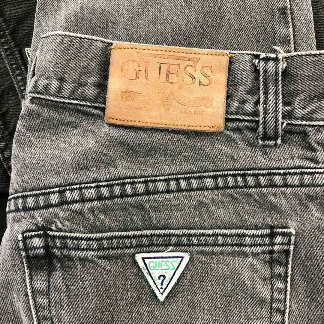 GUESS(ゲス)の90年代 USA製 Guess ゲス テーパードシルエット ブラック デニムパンツ ボトムス アメカジ ブラック (メンズ 34×32) 中古 古着 P8094 メンズのパンツ(デニム/ジーンズ)の商品写真