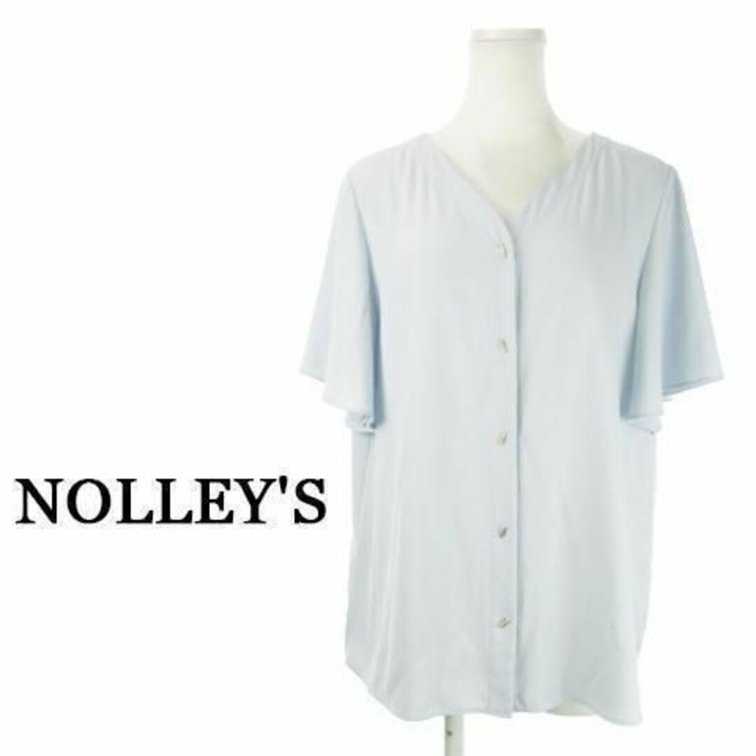 NOLLEY'S(ノーリーズ)のノーリーズ ブラウス シャツ 半袖 ペールカラー 44 青 230830AH5A レディースのトップス(シャツ/ブラウス(半袖/袖なし))の商品写真