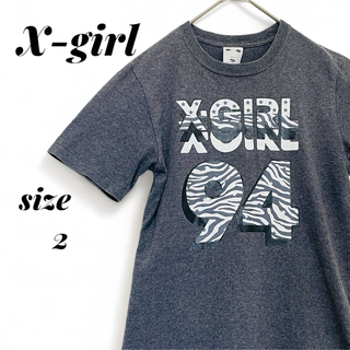 エックスガール(X-girl)のエックスガール プリント 半袖Tシャツ カットソー 2 (M) グレー トップス(Tシャツ(半袖/袖なし))