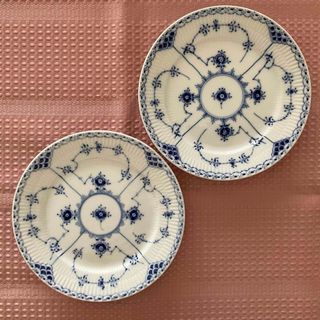 ロイヤルコペンハーゲン(ROYAL COPENHAGEN)のロイヤルコペンハーゲン ブルーフルーテッド ハーフレース 皿 2枚 620 ②(陶芸)