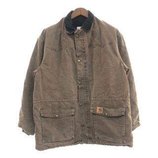 カーハート(carhartt)の90年代 USA製 Carhartt カーハート ダックコート アウター ワーク ブラウン (メンズ L) 中古 古着 P8297(その他)