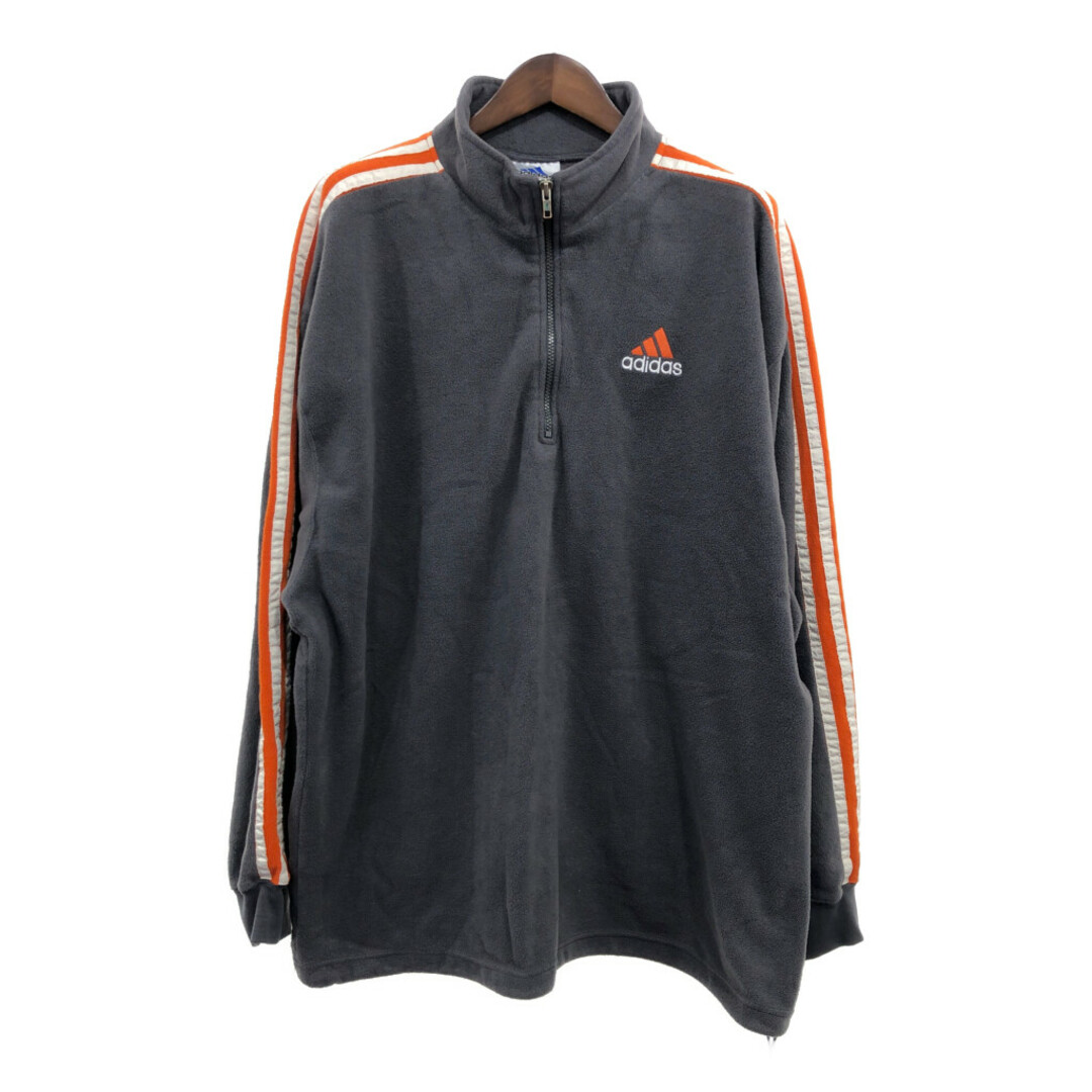 adidas(アディダス)の90年代 adidas アディダス ハーフジップ フリースジャケット アウター スポーツ グレー (メンズ XXL) 中古 古着 P8354 メンズのジャケット/アウター(その他)の商品写真