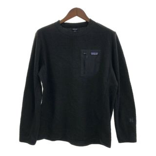 パタゴニア(patagonia)のpatagonia パタゴニア R1 エアクルー フリース トップス アウトドア キャンプ ブラック (メンズ L) 中古 古着 P9060(Tシャツ/カットソー(七分/長袖))