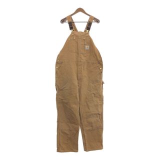 カーハート(carhartt)の90年代 USA製 Carhartt カーハート ダック オーバーオール 大きいサイズ ダブルニー ワーク ブラウン (メンズ 44×32) 中古 古着 P9159(サロペット/オーバーオール)