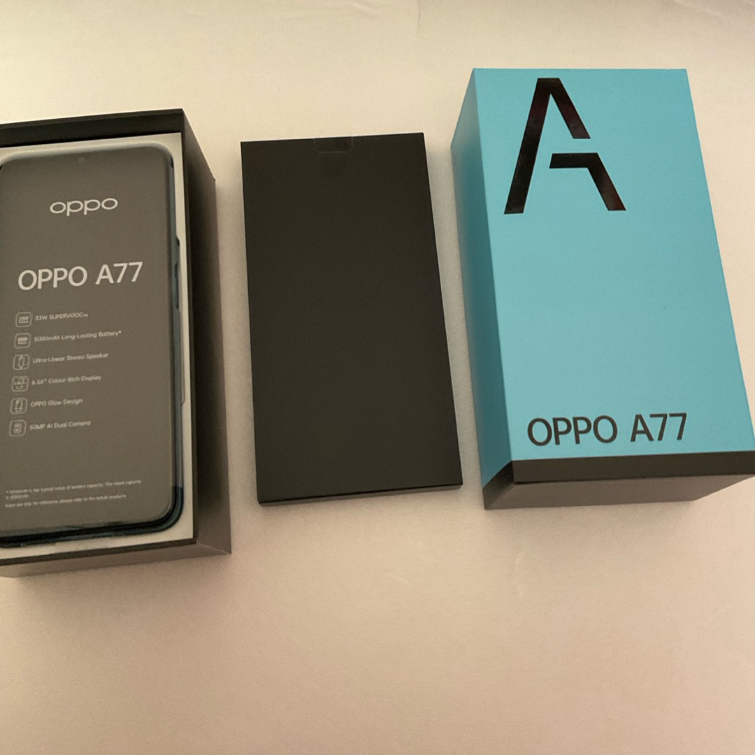 OPPO A77 ブルー SIMフリー　スマホ　新品　未使用　Android スマホ/家電/カメラのスマートフォン/携帯電話(スマートフォン本体)の商品写真