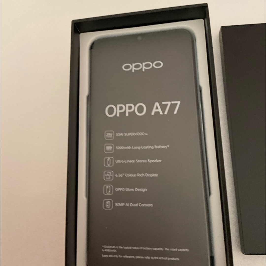 OPPO A77 ブルー SIMフリー　スマホ　新品　未使用　Android スマホ/家電/カメラのスマートフォン/携帯電話(スマートフォン本体)の商品写真