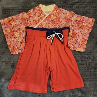 袴ロンパース (ピンク色)(和服/着物)