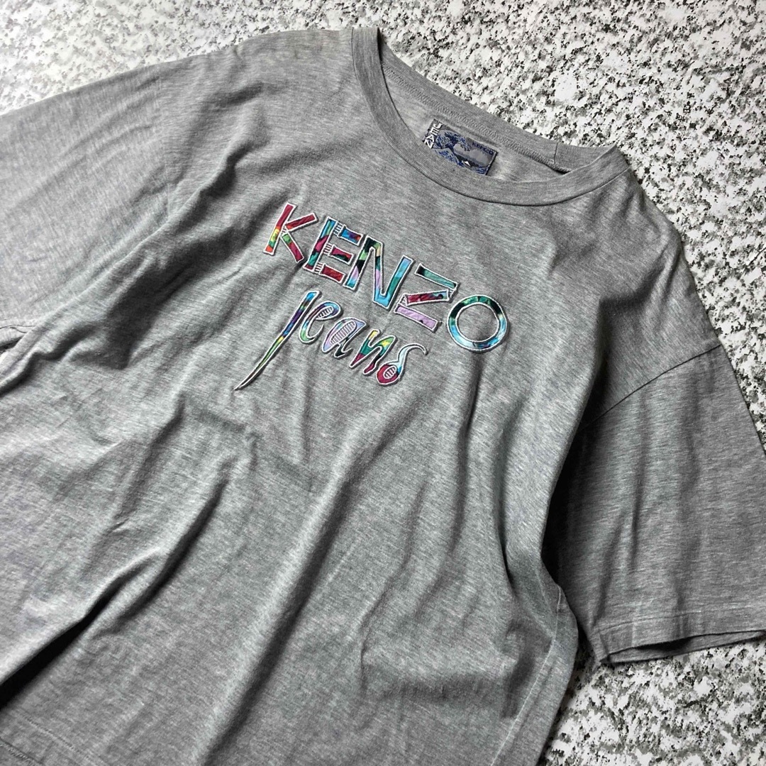 KENZO(ケンゾー)の【90s北斎タグ】KENZO 刺繍ロゴ　シングルステッチ　ビンテージTシャツ メンズのトップス(Tシャツ/カットソー(半袖/袖なし))の商品写真