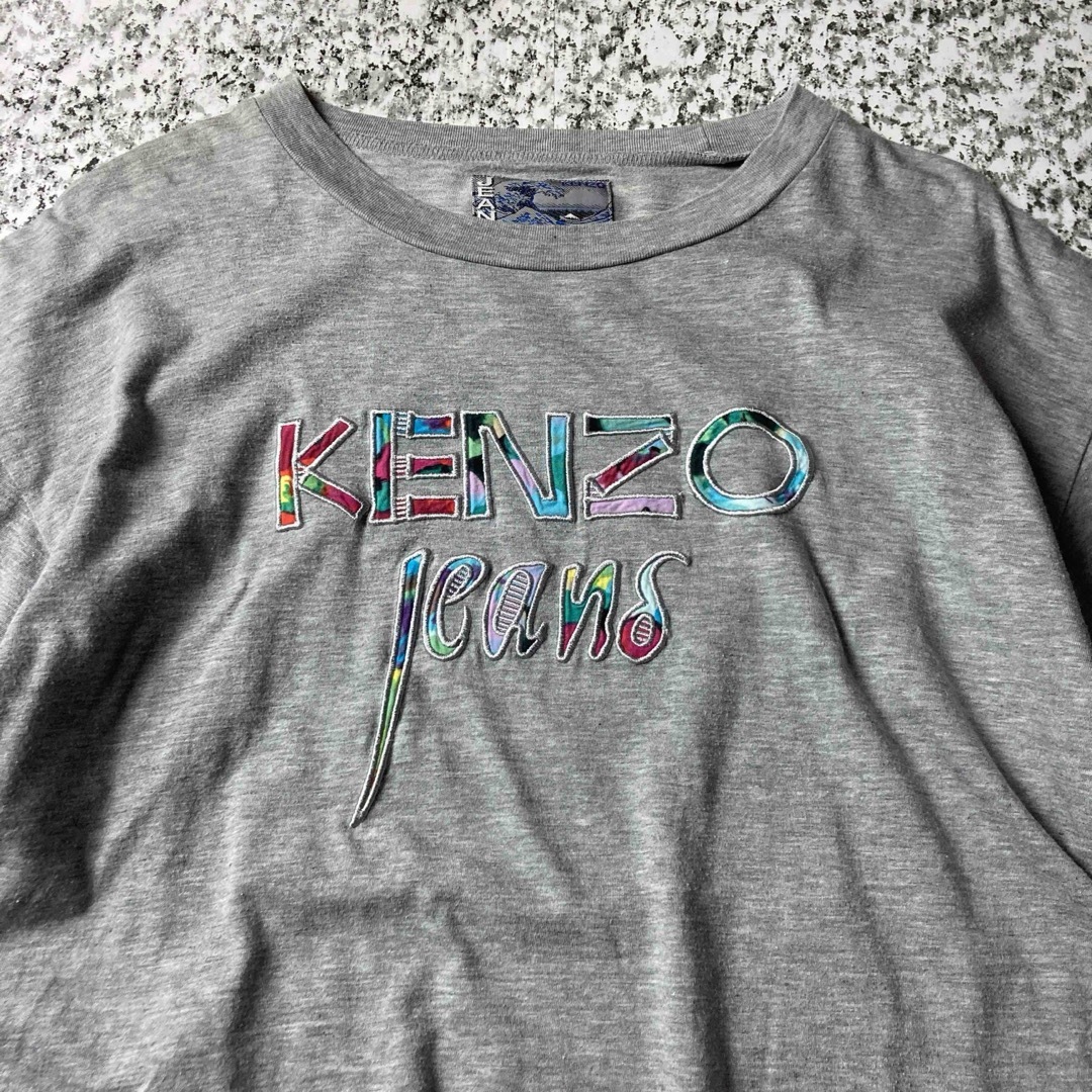 KENZO(ケンゾー)の【90s北斎タグ】KENZO 刺繍ロゴ　シングルステッチ　ビンテージTシャツ メンズのトップス(Tシャツ/カットソー(半袖/袖なし))の商品写真