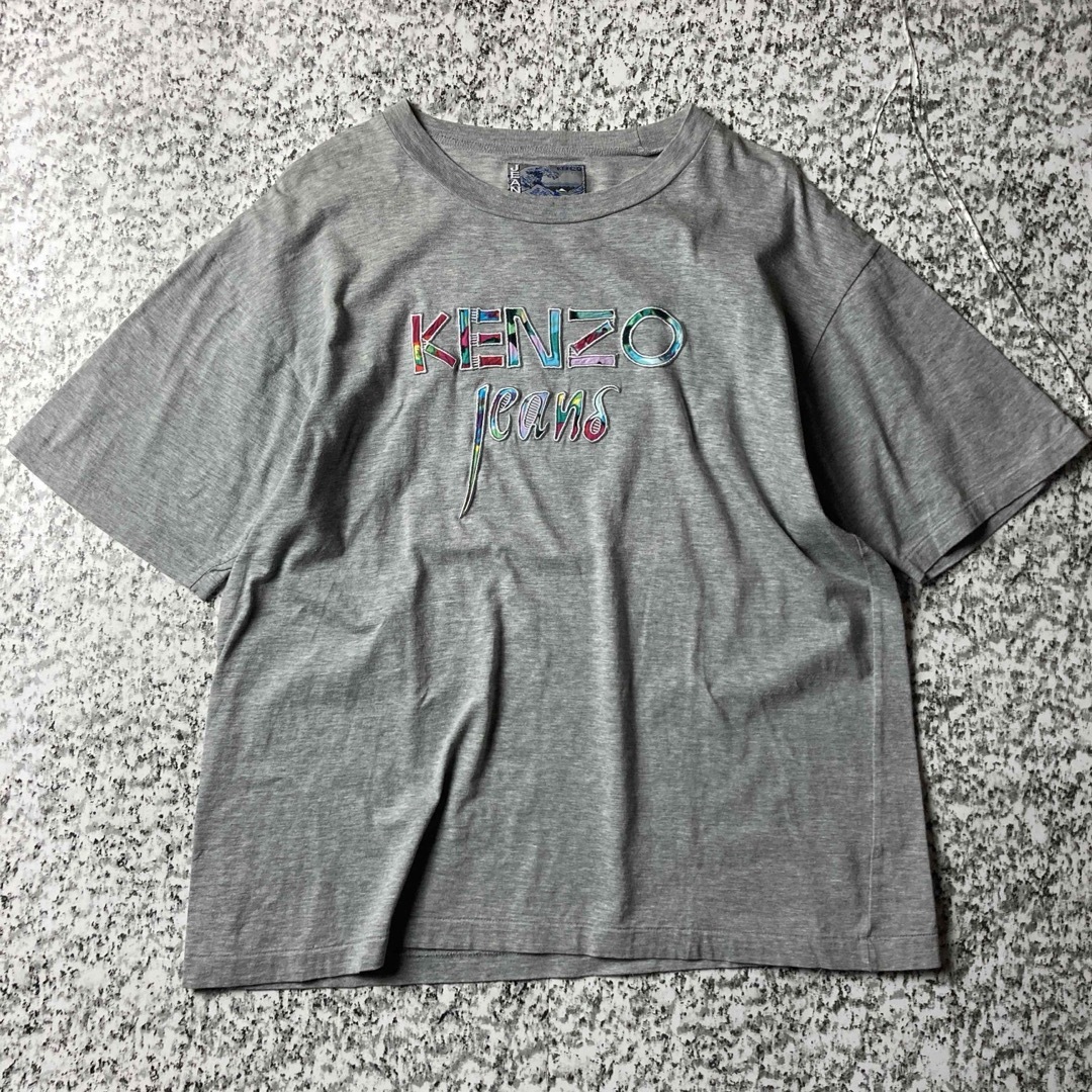 KENZO(ケンゾー)の【90s北斎タグ】KENZO 刺繍ロゴ　シングルステッチ　ビンテージTシャツ メンズのトップス(Tシャツ/カットソー(半袖/袖なし))の商品写真