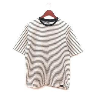 ザラ(ZARA)のザラ Tシャツ カットソー クルーネック ボーダー 半袖 M 白 アイボリー 黒(Tシャツ/カットソー(半袖/袖なし))