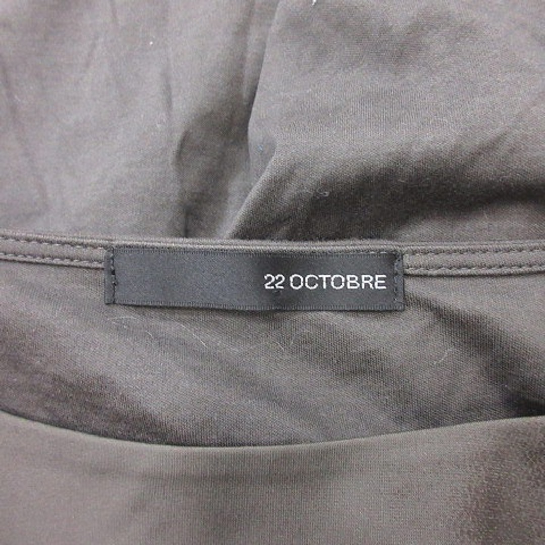 22 OCTOBRE(ヴァンドゥーオクトーブル)の22オクトーブル カットソー 半袖 切替 茶 ブラウン /YI レディースのトップス(カットソー(半袖/袖なし))の商品写真