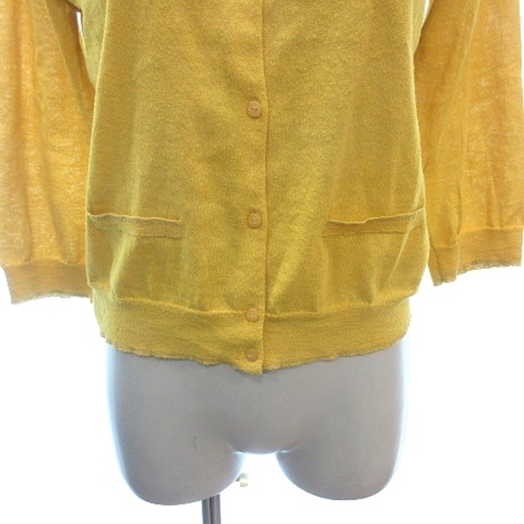 ViS(ヴィス)のビス ViS ニットカーディガン ラメ パイピング 七分袖 M 黄色 イエロー レディースのトップス(カーディガン)の商品写真