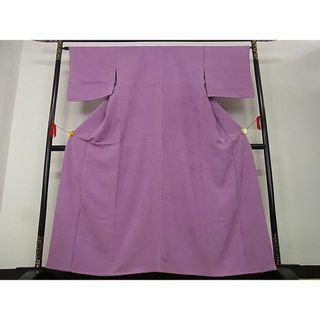 平和屋-こころ店■上質な色無地　草木地紋　京紫色　着丈161.5cm　裄丈64cm　正絹　逸品　A-ja5730(着物)