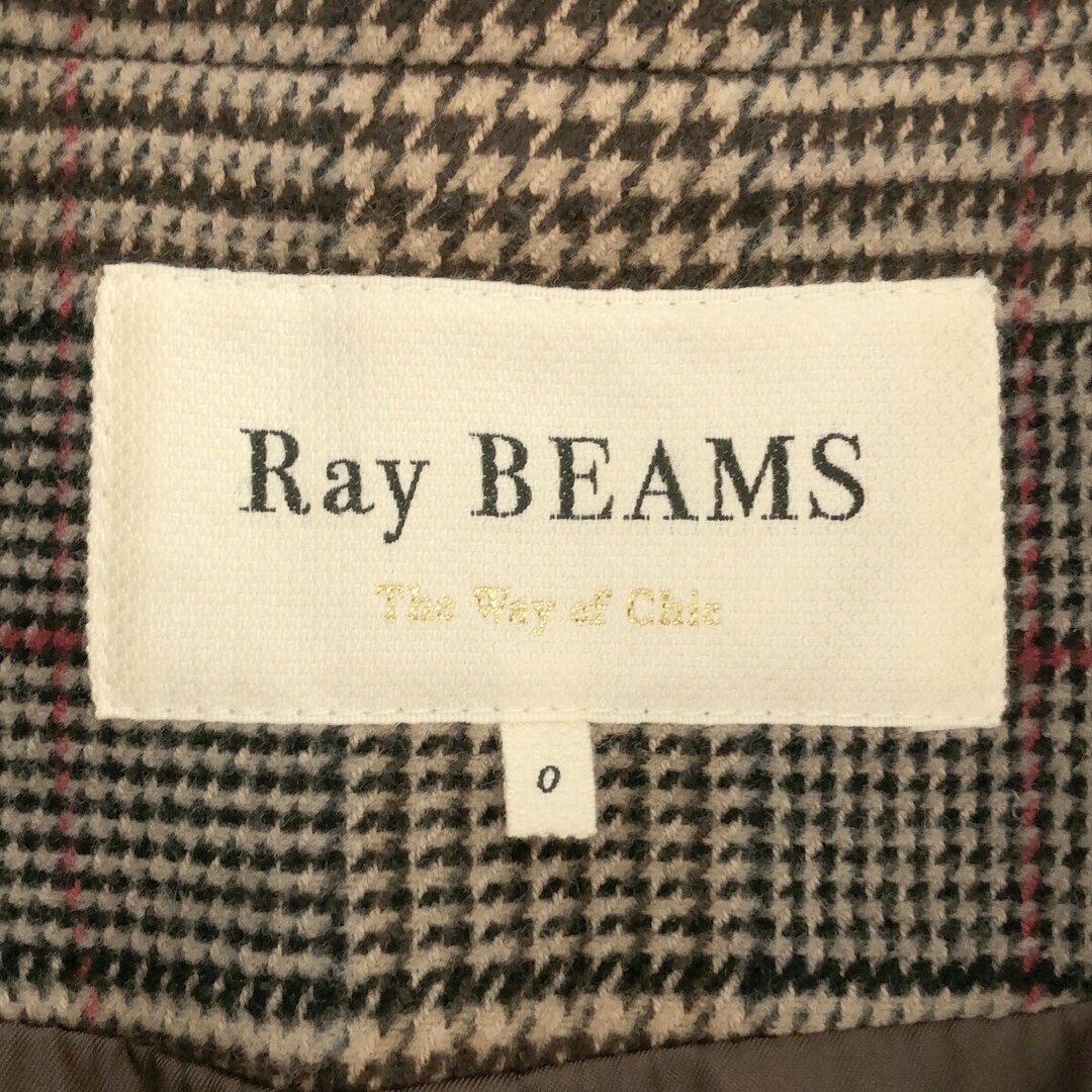 Ray BEAMS(レイビームス)のRay BEAMS レイビームス 20AW ハウンドトゥースウールダブルコート ブラウン系 0 63-19-0233-456 レディースのジャケット/アウター(その他)の商品写真